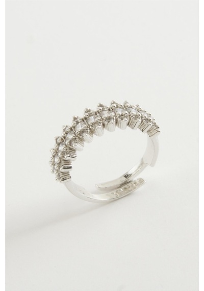 Oval - 946 - Zirkon Taşlı Yüzük - Nazblsmm - Gümüş Rengi