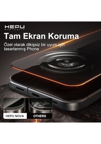 HEPU NOVA HD Clear Temperli Cam Ekran Koruyucu – iPhone 17 Pro Max Uyumlu
