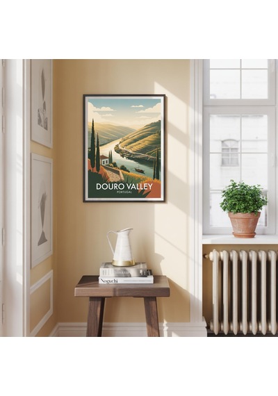 Douro Vadisi Portekiz Seyahat Posteri Vintage Manzara Duvar Sanatı Baskısı
