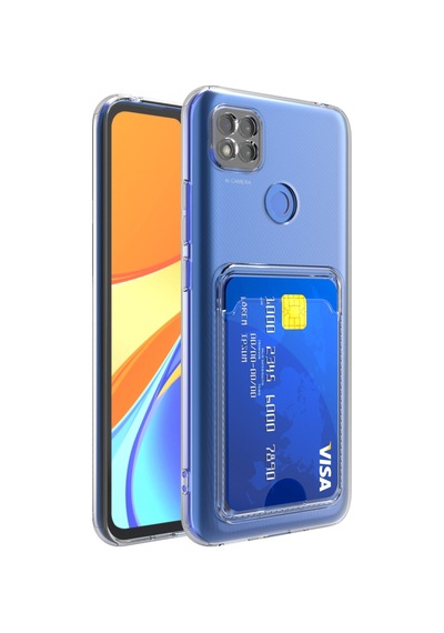 Kvy Xiaomi Redmi 9c Kamera Korumalı Kartlıklı Setra Şeffaf Silikon Kılıf