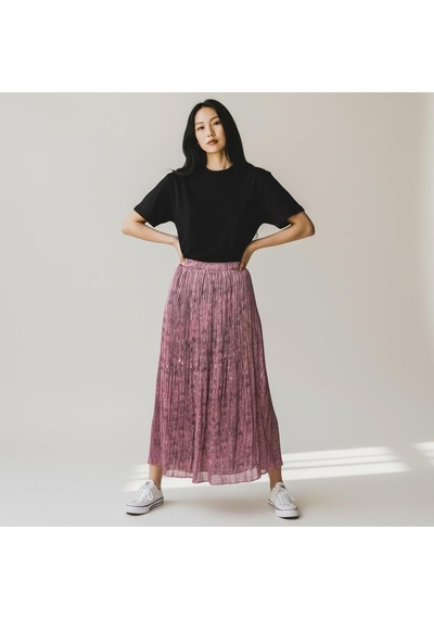Eren Style Pileli Beli Lastikli Şifon Etek 95 Cm - 38-50 Gül Kurusu