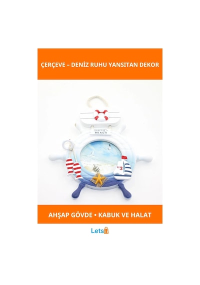 Ahşap Marin Dümenli Dekoratif Fotoğraf Çerçevesi