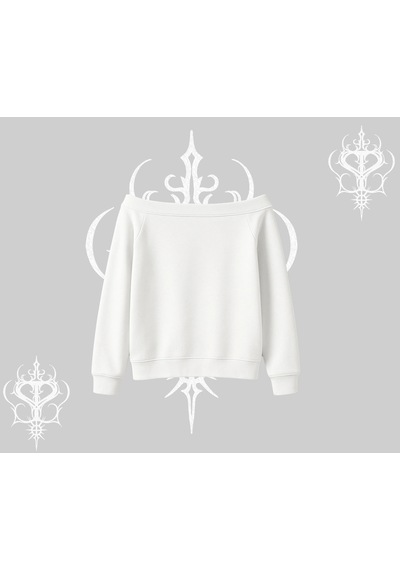 Startmore Beyaz Kayık Yaka Sweatshirt Özel Logolu Beyaz