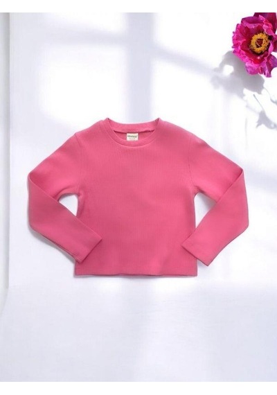 Kız Çocuk Pamuklu Kaşkorse Crop Bluz-15213 Fuşya