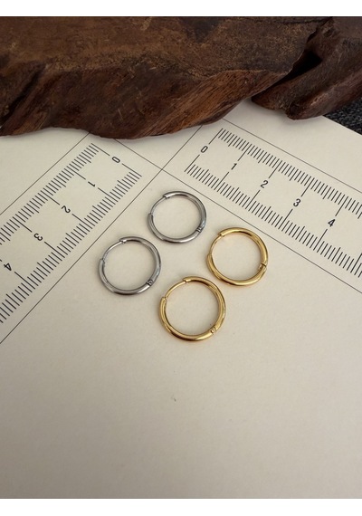 316 L Çerrahi Çelik 4 Lü Halka Küpe Seti Gold Renk Halka Küpe Çelik Küpe 12 Mm Gold - Gümüş