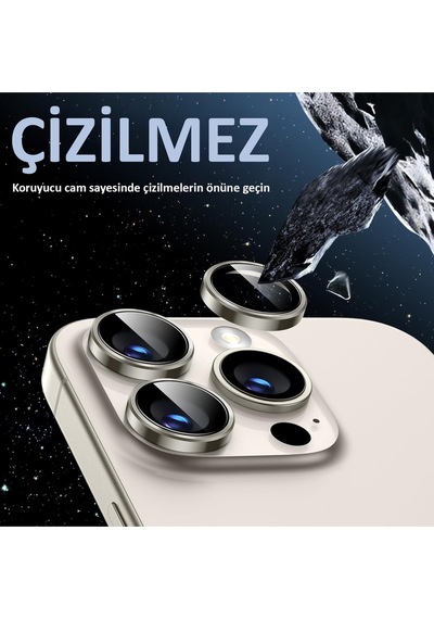 İphone 16 Pro / 16 Pro Max Uyumlu Safir Lens Çizilmez Dayanıklı Kamera Koruyucu