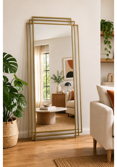 Effe Gold Metal 3 Çerçeveli 180x80 Cm Dekor Ayna