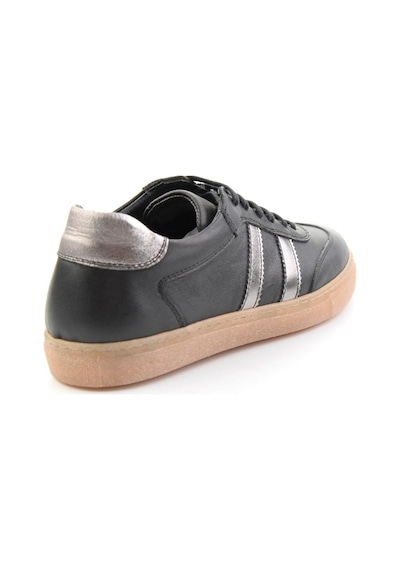 Bambi Siyah Beyaz Hakiki Deri Kadın Sneaker K01045050103
