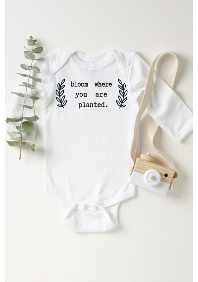 Babylimon Unisex Bebek Beyaz Bloom Where You Planted Çıtçıtlı Body Beyaz - 132150888 Beyaz