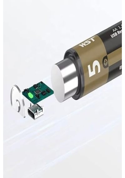 Usb Type-c Şarjlı Aa Pil 1.5v 1000+ Kez Şarj Edilebilir Lityum Kalem Pil 2'li Paket