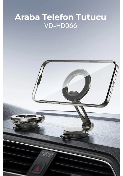 Ven-dens Vd-hd066 Manyetik Telefon Tutucu, Araç Ve Masaüstü Kullanım, Yatay Ve Dikey, Siyah