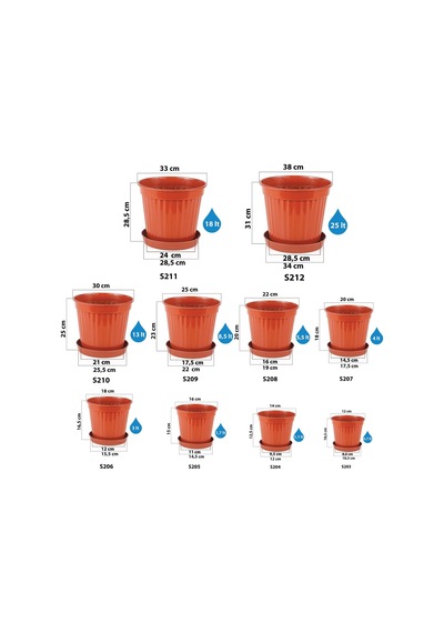 S212 Klasik Saksı Set No: 12 25 Litre 38 Cm, Beyaz