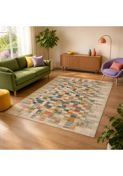 Kartela Halı Lina Halı Kaymaz Taban Makinede Yıkanabilir Halı - 100 X 150 Cm Çok Renkli