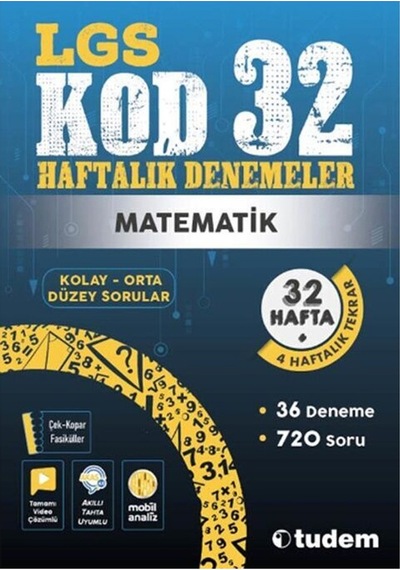 LGS Matematik Kod 32 - Haftalık Denemeler- Tudem Yayınları