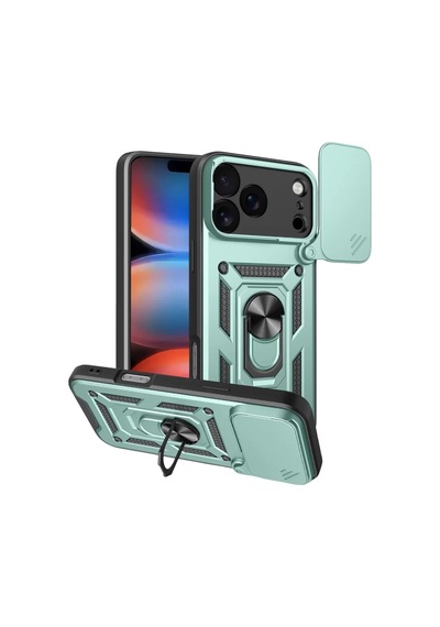 Newface Apple İphone 17 Pro Pars Lens Yüzüklü Silikon - Yeşil