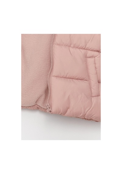 LC Waikiki Kapüşonlu Uzun Kollu Basic Kız Bebek Fermuarlı Şişme Mont Pink