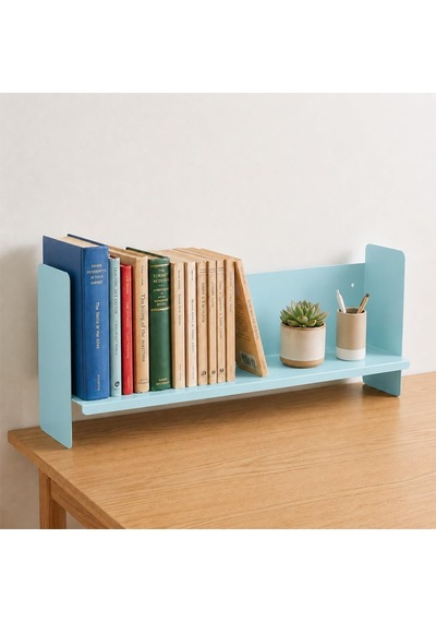 Mavi Metal Duvar Rafı - Masa Üstü Kitaplık Ve Çok Amaçlı Ofis Düzenleyici 21x70 Cm Diğer