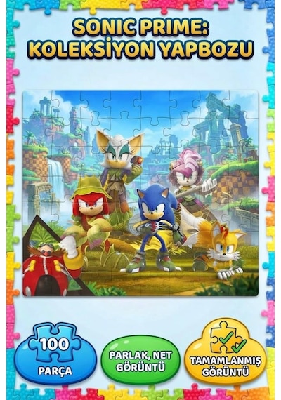 TıfılToys Sonic 100 Parça Puzzle Eğitici Ve Eğlenceli Zihinsel Gelişim Destekleyen Puzzle
