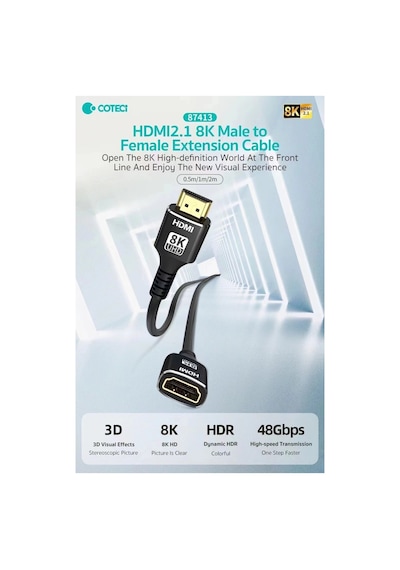 Dişi Erkek Uçlu Hdmı 2.1 Uzatma Kablosu - 8k 60hz - 4k 120hz - 48gbps Ps5 Tv Monitör Uzatıcı 1 Metre