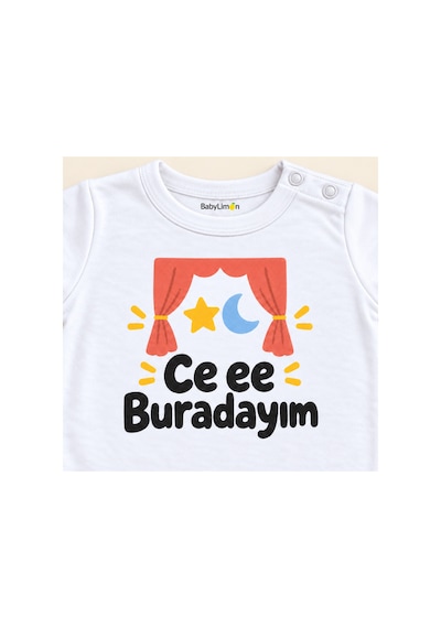 Babylimon Ce Ee Buradayım Beyaz Kısa Kollu Çıtçıtlı Bebek Zıbını Beyaz - Ce Ee Buradayım - 928161976 Beyaz - Ce Ee Buradayım