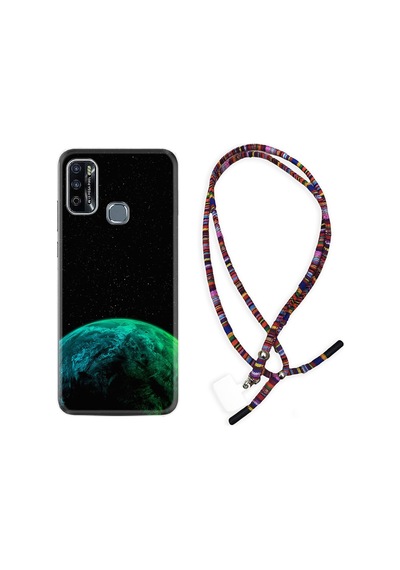 Infinix Hot 9 Play Kılıf Rasta Boyun Askılı Green World 2 1865