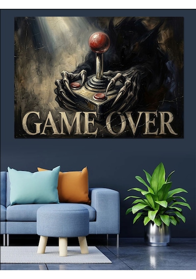 Game Over Klasik Atari Konsolu Dekoratif Kanvas - Mdf Ahşap Tablo