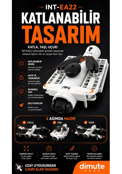 Katlanabilir 4k Kamera Drone Wifi Fpv, 360 Takla, Işık Sensörü Int-ae22
