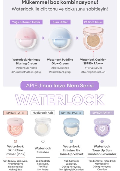 Missha Apieu Waterlock Tone Up Sun Cushion Lavender SPF50+Pa++++ 13 G