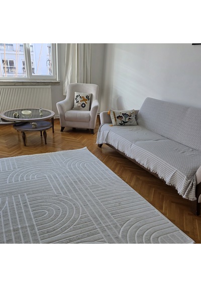 Bambu Krem Doğal Gerçek Bambu Kadife İnce Sık Dokuma Özel Kesim Salon Koridor Oturma Odası Halısı Krem