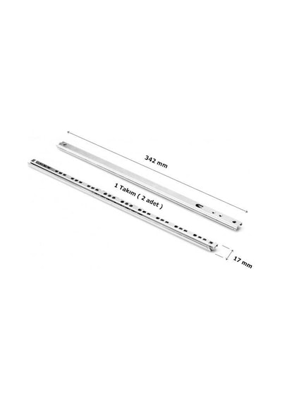 Bilyalı Teleskopik Çekmece Rayı 17 mm x 342 mm  1 Takım