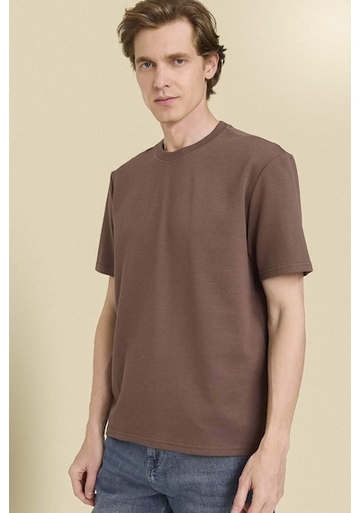 Defacto Bisiklet Yaka Twill Tişört D7912ax26spbn534 Kahve-bn534