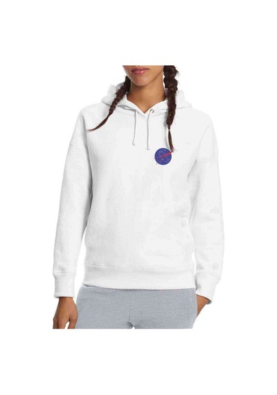 Uzay Logo Baskılı Beyaz Kadın Kapşonlu Sweatshirt (534764357)