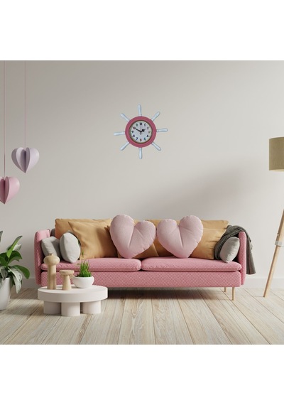 Candy Pembe Kavelalı Dümen Duvar Saati Çok Renkli