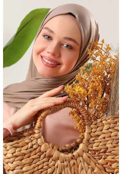 Melodi Scarf Tesettür Penye Şal Bej BEj