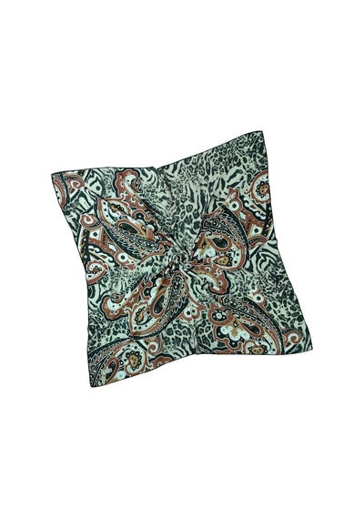Mim Eşarp Emilya Fres Krep Leopar Desenli Eşarp 90x90 Cm Kiremit