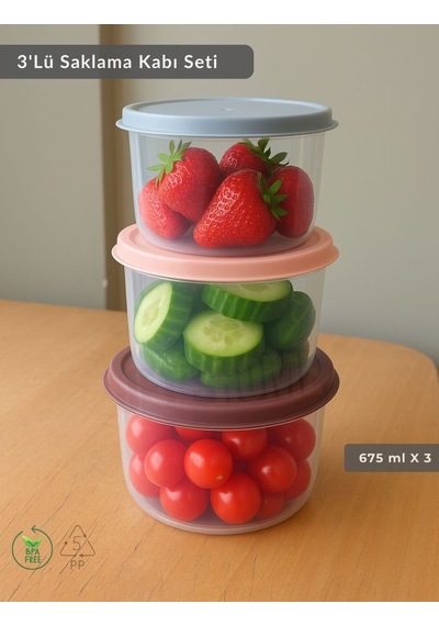 Jet's Home 3'lü Saklama Kabı Bpa Free Hava Almaz Sızdırmaz Beslenme Kabı 675 Ml Şeffaf