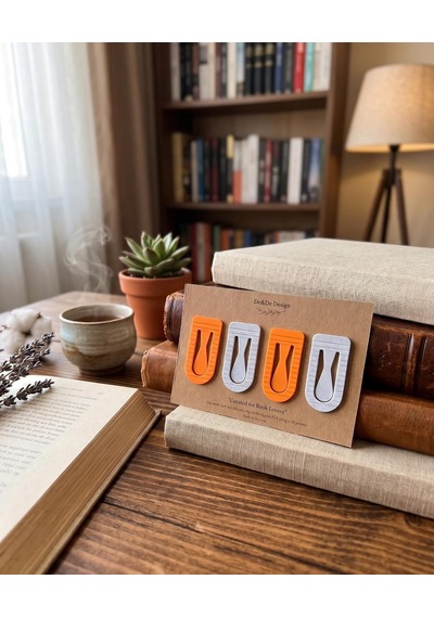 De&de Design Premium 3d Tasarım Kitap Ayracı Seti 4'lü Paket - Minimalist Modern & Fütüristik Kitap Ayraçları