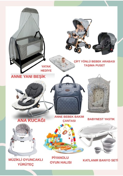 Turhanbebe Bebeğinizin Tüm İhtiyaçları Lüx Bebek Çeyiz Seti Noansünal Babynest - Gri