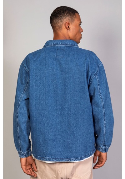 Little Cup Jeans Co Erkek Gömlek Model Oversize Denim Koyu Mavi Ceket Açık Mavi