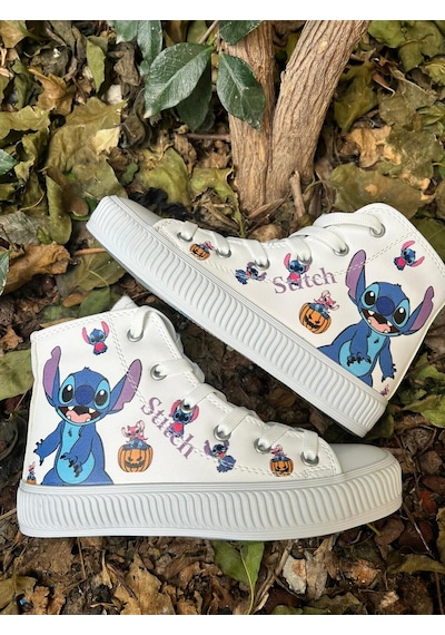 Scarpe Magiche Kız Çocuk Stitch Baskılı Günlük Spor Ayakkabı Sevimli Karakter Desenli Beyaz Scarpe Magiche Kız Çocuk Stitch Baskılı Günlük Spor Ayakkabı Sevimli Karakter Desenli Beyaz