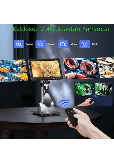 Dijital Mikroskop Tamirci Mikroskobu 10.1" Ips Lcd Hd Ekran Hdmı Ve Usb Bağlantısı 2000x Büyütme 20mp Şarjlı Tam Set