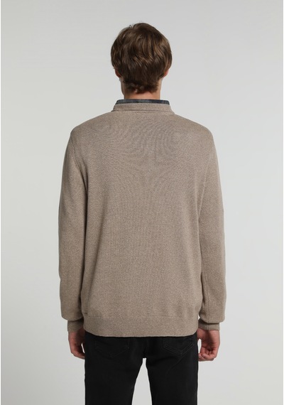 Colin's Colins Regular Fit V Yaka Düz Erkek Bej Kazak Cl1066745 Q1.v2 Bme