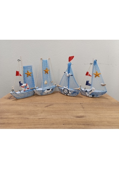 Yelkenli Deniz Temalı Dekoratif Biblo/mdl1016 Balık Hediyelik 01