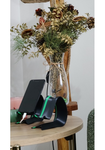 Dalga Formunda Telefon Standı Siyah-yeşil