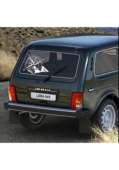 Pusula Ve Dağ Sticker - 4x4 Off Road Adventure Sticker - Araba Oto Motosiklet Karavan Sticker - 02112 60x47 Cm
