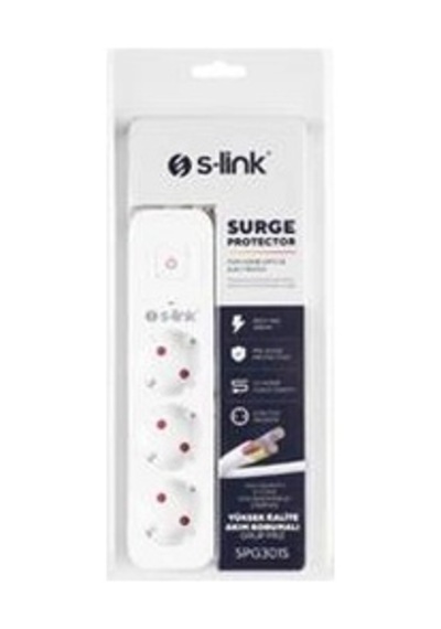 S-link Spg301s 1.5m 3x1.5mm 100 Yüzde Bakır 750 Joule 3 Lü Anahtarlı Akım Korumalı Priz Kdo