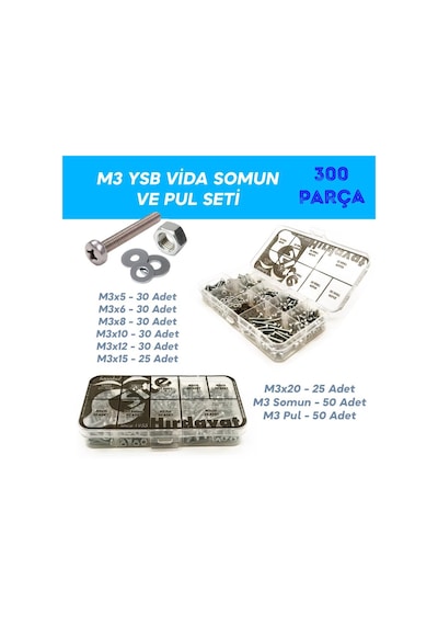 M3 Ysb Vida Somun ve Pul Seti - Hesaplı Paket 300 Parça