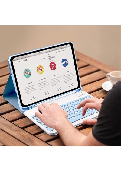 Apple iPad Uyumlu  A16 10. Nesil 2022/2025 Uyumlu Bluetooth Türkçe Q Klavyeli Kılıfı Tablet Değildir