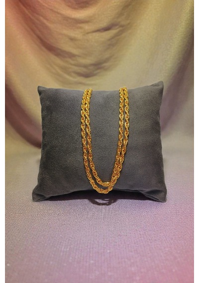 Altın Kaplama Halat Zincir Kolye 58 Cm Burma Zincir Kolye Gold
