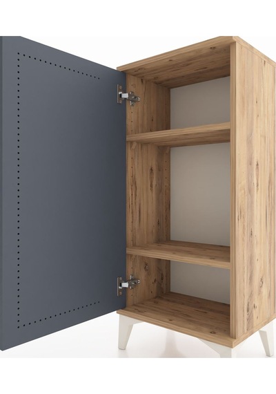 Arges Komodin 2 Raflı Tek Kapaklı 44x30x96 Çam-antrasit Çam